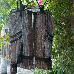 Leather Strap Grunge Camisole with Corset buttoning